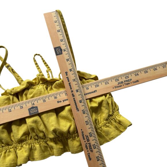 Wild Fable Smocked Ruched Crop Top — Yellow Ruffle Babydoll — Size S - Picture 4 of 5